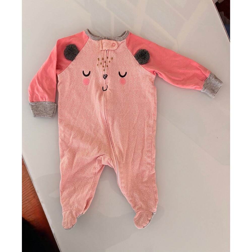 Gerber Baby Girl 0–3M Pink Animal Footed Sleeper